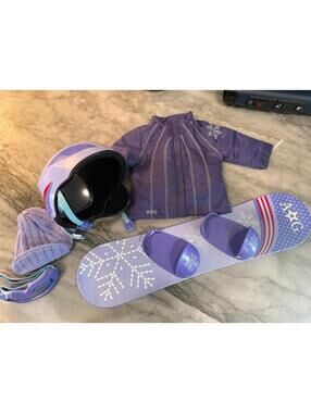 18" American Girl Doll 2008 Purple Snowboard With Goggles And Helmet A906